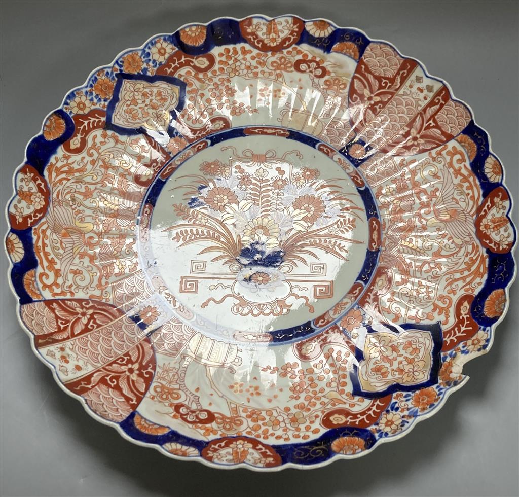 Two Imari chargers, diameter 36cm